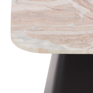Tecia Marble Side Table With Genuine Stone Top And Iron Base — Compact Elegant Accent For Any Room