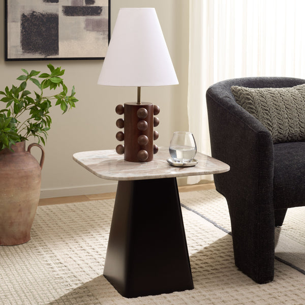 Tecia Marble Side Table With Genuine Stone Top And Iron Base — Compact Elegant Accent For Any Room
