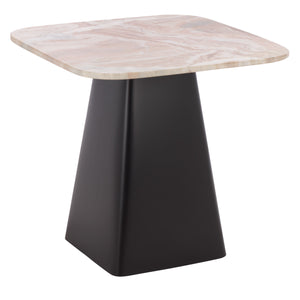 Tecia Marble Side Table With Genuine Stone Top And Iron Base — Compact Elegant Accent For Any Room