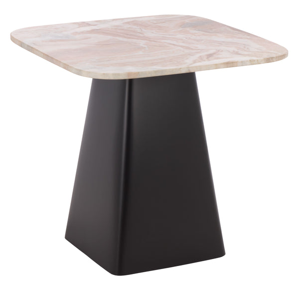 Tecia Marble Side Table With Genuine Stone Top And Iron Base — Compact Elegant Accent For Any Room