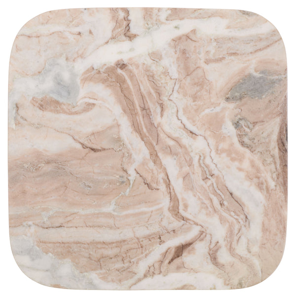 Tecia Marble Side Table With Genuine Stone Top And Iron Base — Compact Elegant Accent For Any Room