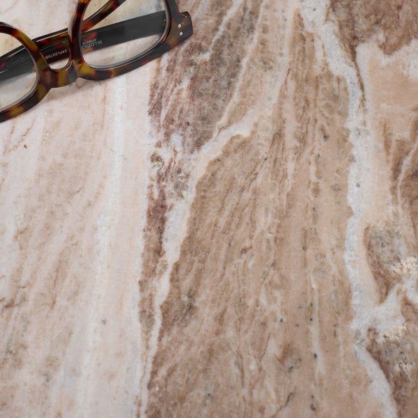 Calana Marble Side Table With Natural Veined Marble Top And Solid Wood Legs For Timeless Style