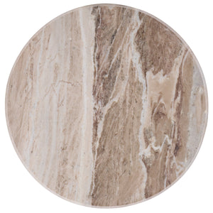 Calana Marble Side Table With Natural Veined Marble Top And Solid Wood Legs For Timeless Style