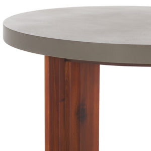 Safavieh Basilio Accent Table - Handcrafted Round Design With Textured Legs For Rustic And Modern Decor Light Grey / Natural ACC3000A