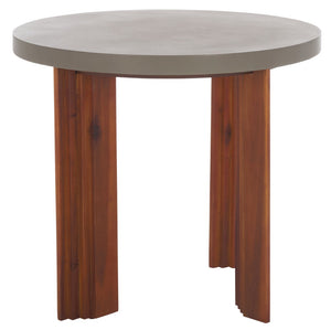 Safavieh Basilio Accent Table - Handcrafted Round Design With Textured Legs For Rustic And Modern Decor Light Grey / Natural ACC3000A
