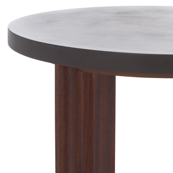 Safavieh Basilio Accent Table - Handcrafted Round Design With Textured Legs For Rustic And Modern Decor Charcoal / Espresso ACC3000B