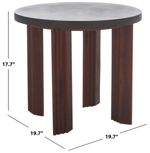 Safavieh Basilio Accent Table - Handcrafted Round Design With Textured Legs For Rustic And Modern Decor Charcoal / Espresso ACC3000B