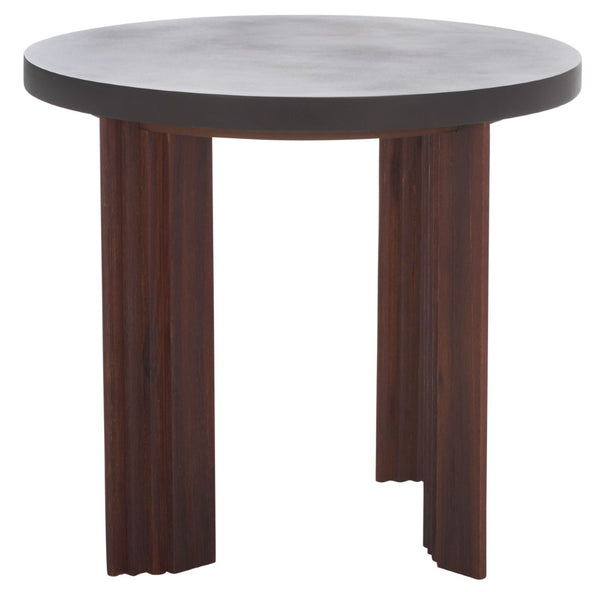 Safavieh Basilio Accent Table - Handcrafted Round Design With Textured Legs For Rustic And Modern Decor Charcoal / Espresso ACC3000B