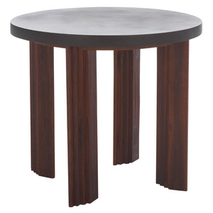 Safavieh Basilio Accent Table - Handcrafted Round Design With Textured Legs For Rustic And Modern Decor Charcoal / Espresso ACC3000B