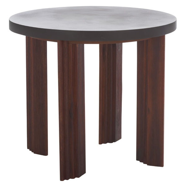 Safavieh Basilio Accent Table - Handcrafted Round Design With Textured Legs For Rustic And Modern Decor Charcoal / Espresso ACC3000B
