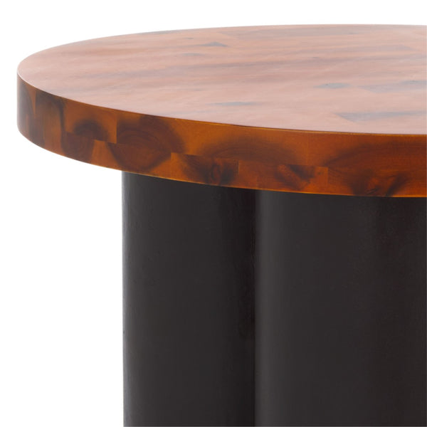 Safavieh Benvolio Accent Table: Handcrafted Acacia Wood With Sculptural Design For Modern Living Spaces Natural / Charcoal ACC3001A