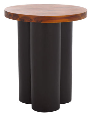 Safavieh Benvolio Accent Table: Handcrafted Acacia Wood With Sculptural Design For Modern Living Spaces Natural / Charcoal ACC3001A