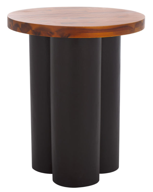 Safavieh Benvolio Accent Table: Handcrafted Acacia Wood With Sculptural Design For Modern Living Spaces Natural / Charcoal ACC3001A
