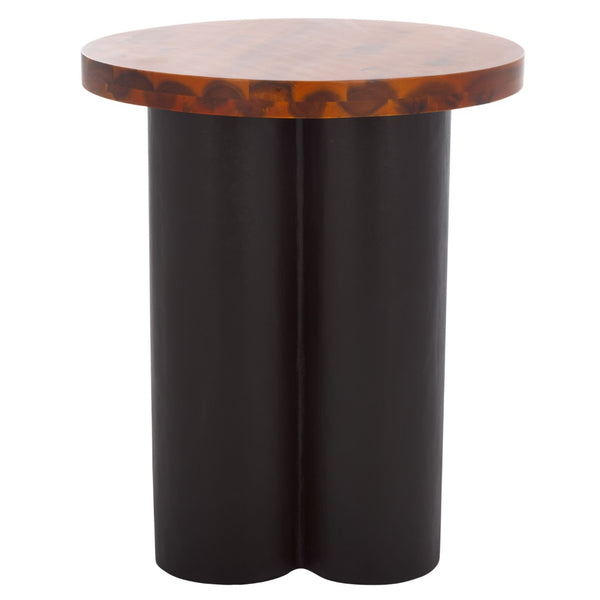 Safavieh Benvolio Accent Table: Handcrafted Acacia Wood With Sculptural Design For Modern Living Spaces Natural / Charcoal ACC3001A