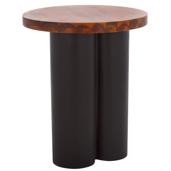 Safavieh Benvolio Accent Table: Handcrafted Acacia Wood With Sculptural Design For Modern Living Spaces Natural / Charcoal ACC3001A