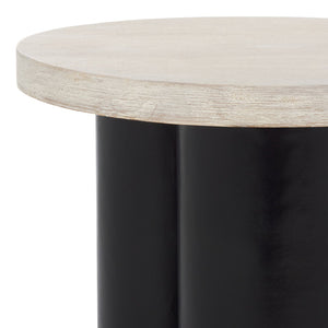 Safavieh Benvolio Accent Table - Handmade White Washed Acacia Wood With Black Chunky Legs For Stylish Decor White Washed ,Black Paper Mache ,Wood Acc3001b