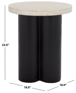 Safavieh Benvolio Accent Table - Handmade White Washed Acacia Wood With Black Chunky Legs For Stylish Decor White Washed ,Black Paper Mache ,Wood Acc3001b