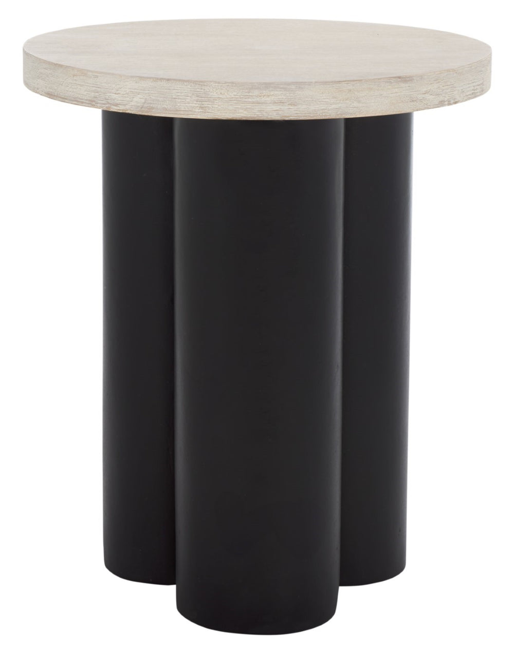 Safavieh Benvolio Accent Table - Handmade White Washed Acacia Wood With Black Chunky Legs For Stylish Decor White Washed ,Black Paper Mache ,Wood Acc3001b
