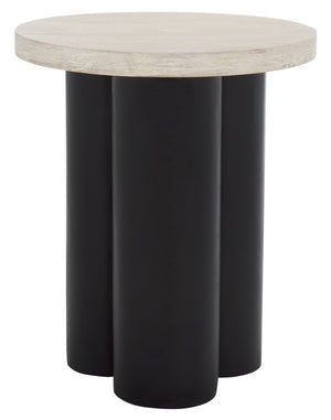 Safavieh Benvolio Accent Table - Handmade White Washed Acacia Wood With Black Chunky Legs For Stylish Decor White Washed ,Black Paper Mache ,Wood Acc3001b