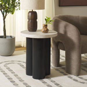 Safavieh Benvolio Accent Table - Handmade White Washed Acacia Wood With Black Chunky Legs For Stylish Decor White Washed ,Black Paper Mache ,Wood Acc3001b