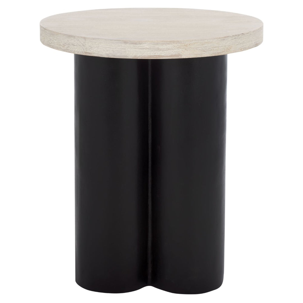 Safavieh Benvolio Accent Table: Handcrafted Acacia Wood With Sculptural Design For Modern Living Spaces White Washed / Black ACC3001B