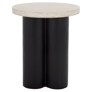 Safavieh Benvolio Accent Table - Handmade White Washed Acacia Wood With Black Chunky Legs For Stylish Decor White Washed ,Black Paper Mache ,Wood Acc3001b