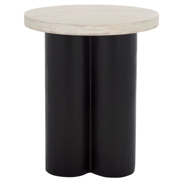 Safavieh Benvolio Accent Table - Handmade White Washed Acacia Wood With Black Chunky Legs For Stylish Decor White Washed ,Black Paper Mache ,Wood Acc3001b