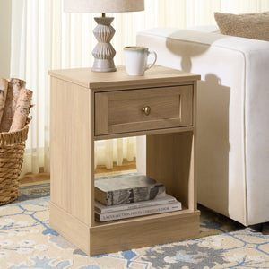 Shafa Modern Side Table With Minimalist Silhouette, Durable Mdf Build And Polished Metal Accents For Small Spaces