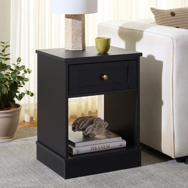 Shafa Modern Side Table With Minimalist Silhouette, Durable Mdf Build And Polished Metal Accents For Small Spaces