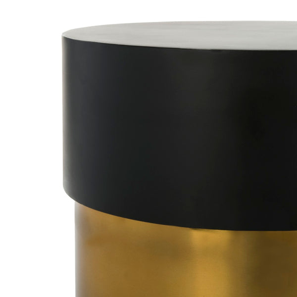 Safavieh Solstice Modern Round Side Table – Luxe Black Top & Polished Gold Base For Stylish Home Decor ACC3201A