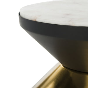 Safavieh Azizi Stone Top Side Table - Luxurious Angled Hourglass Design For Modern Glam Living Spaces ACC3202A