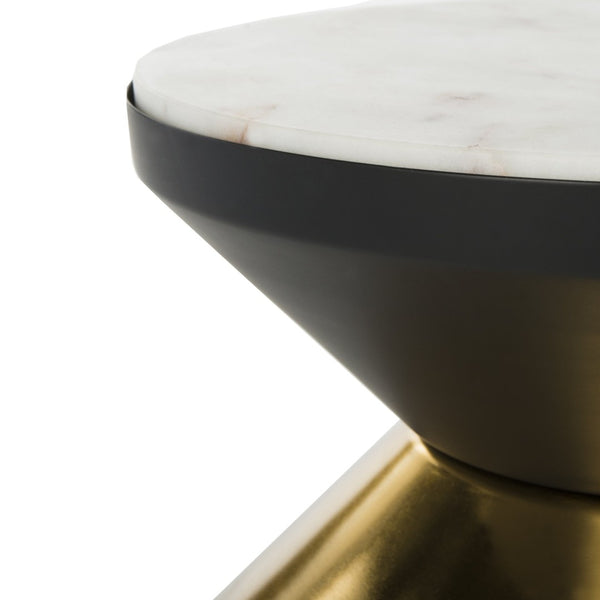 Safavieh Azizi Stone Top Side Table - Luxurious Angled Hourglass Design For Modern Glam Living Spaces ACC3202A