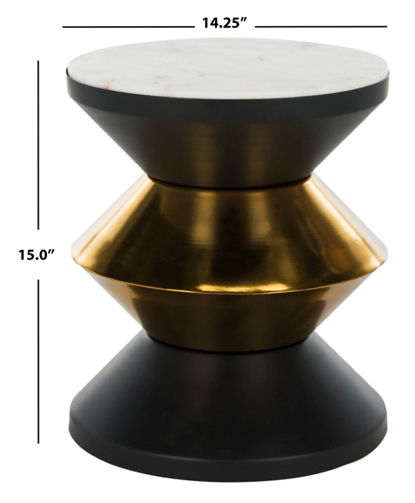 Safavieh Azizi Stone Top Side Table - Luxurious Angled Hourglass Design For Modern Glam Living Spaces ACC3202A