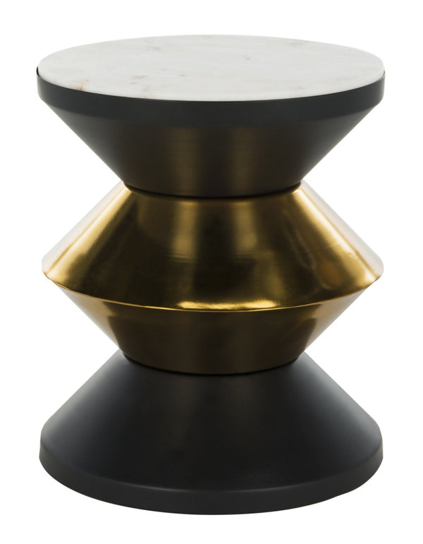 Safavieh Azizi Stone Top Side Table - Luxurious Angled Hourglass Design For Modern Glam Living Spaces ACC3202A