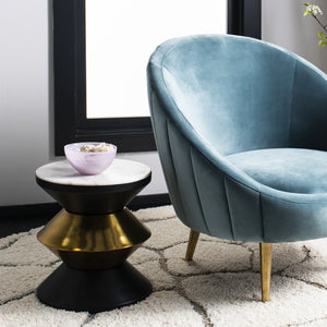 Safavieh Azizi Stone Top Side Table - Luxurious Angled Hourglass Design For Modern Glam Living Spaces ACC3202A