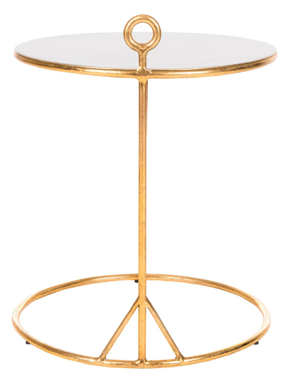 Safavieh Emirah Round C Table - Luxurious Gold Accent Table With Grey Enamel Top For Modern Living Spaces ACC3207A