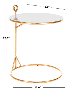 Safavieh Emirah Round C Table - Luxurious Gold Accent Table With Grey Enamel Top For Modern Living Spaces ACC3207A