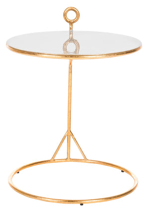 Safavieh Emirah Round C Table - Luxurious Gold Accent Table With Grey Enamel Top For Modern Living Spaces ACC3207A