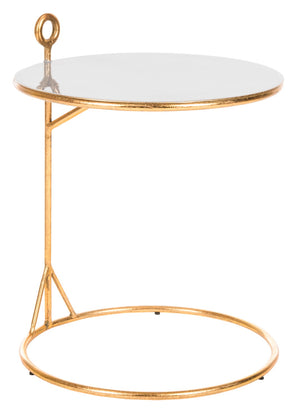 Safavieh Emirah Round C Table - Luxurious Gold Accent Table With Grey Enamel Top For Modern Living Spaces ACC3207A