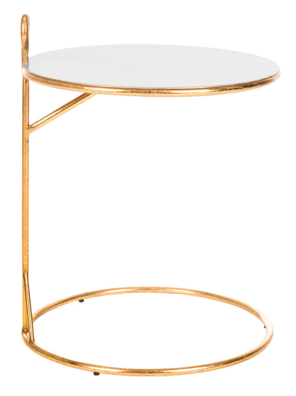 Safavieh Emirah Round C Table - Luxurious Gold Accent Table With Grey Enamel Top For Modern Living Spaces ACC3207A