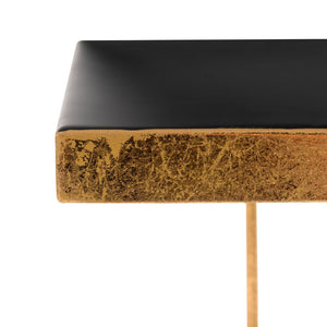 Safavieh Amarylis Elegant Greek Key Side Table - Luxurious Gold Accent With Black Enamel Top For Modern Decor ACC3209A