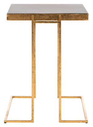 Safavieh Amarylis Elegant Greek Key Side Table - Luxurious Gold Accent With Black Enamel Top For Modern Decor ACC3209A