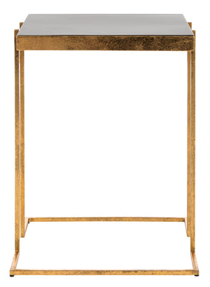 Safavieh Amarylis Elegant Greek Key Side Table - Luxurious Gold Accent With Black Enamel Top For Modern Decor ACC3209A