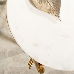 Safavieh Jenesis Round Accent Table - White Marble Top With Gold Geometric Legs For Modern Elegance ACC3211A