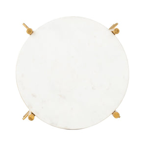 Safavieh Jenesis Round Accent Table - White Marble Top With Gold Geometric Legs For Modern Elegance ACC3211A