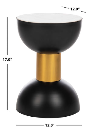 Safavieh Zephyr Round Accent Table With Marble Top, Gold Accents, And Chic Design For Stylish Spaces ACC3212A