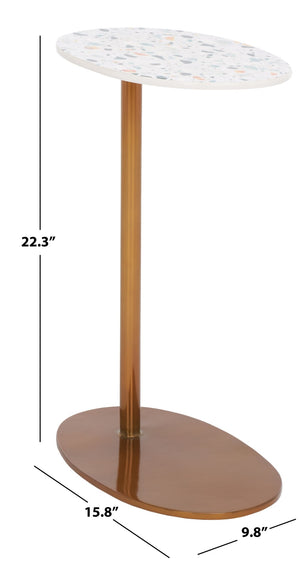 Safavieh Terrassa Oval Accent Table – Vibrant Terrazzo Top & Sleek Gold Base For Modern Living Spaces! ACC3214A