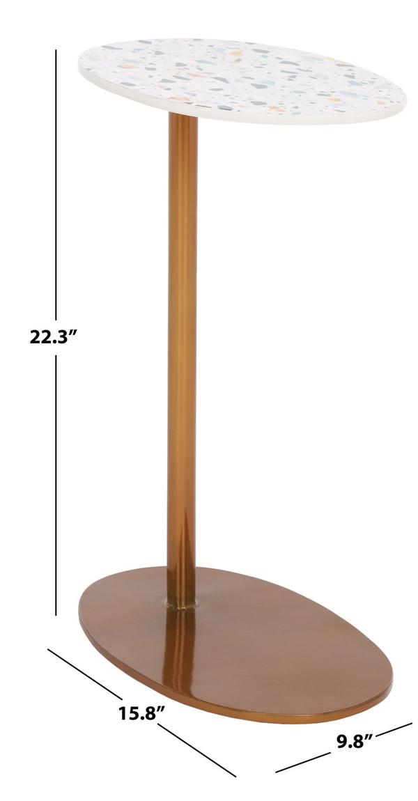 Safavieh Terrassa Oval Accent Table – Vibrant Terrazzo Top & Sleek Gold Base For Modern Living Spaces! ACC3214A