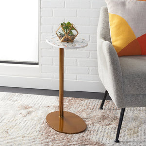 Safavieh Terrassa Oval Accent Table – Vibrant Terrazzo Top & Sleek Gold Base For Modern Living Spaces! ACC3214A