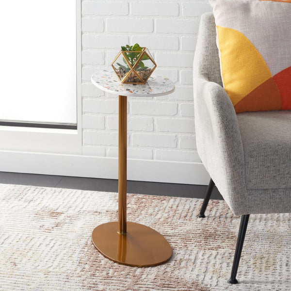 Safavieh Terrassa Oval Accent Table – Vibrant Terrazzo Top & Sleek Gold Base For Modern Living Spaces! ACC3214A
